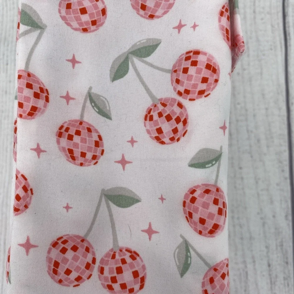 Peri Home Sheet Set KING White Pink Cherries Cherry Disco Balls Whimsical